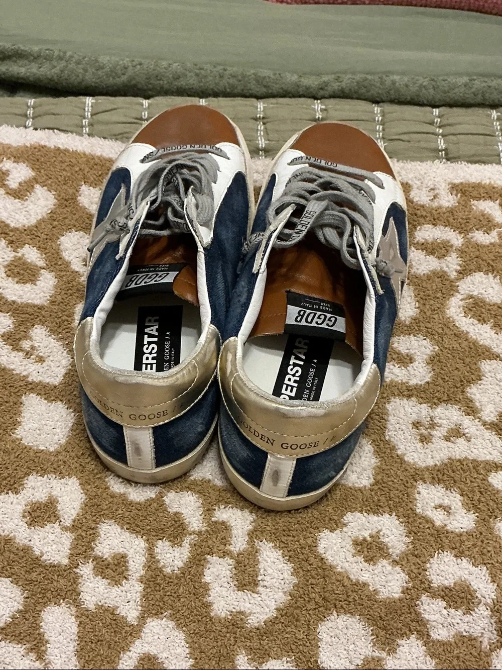 Golden Goose Men’s Low-Top Sneakers in Navy, Brown & White